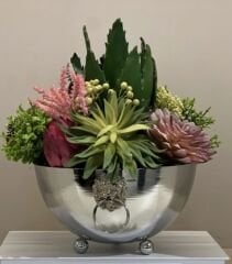 Yapay Skulentli Gümüş Armalı Vazo