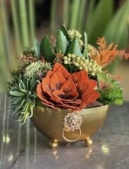 Yapay Skulentli Gold Armalı Vazo