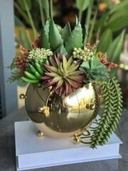 Yapay Skulentli Gold Zımba Vazo